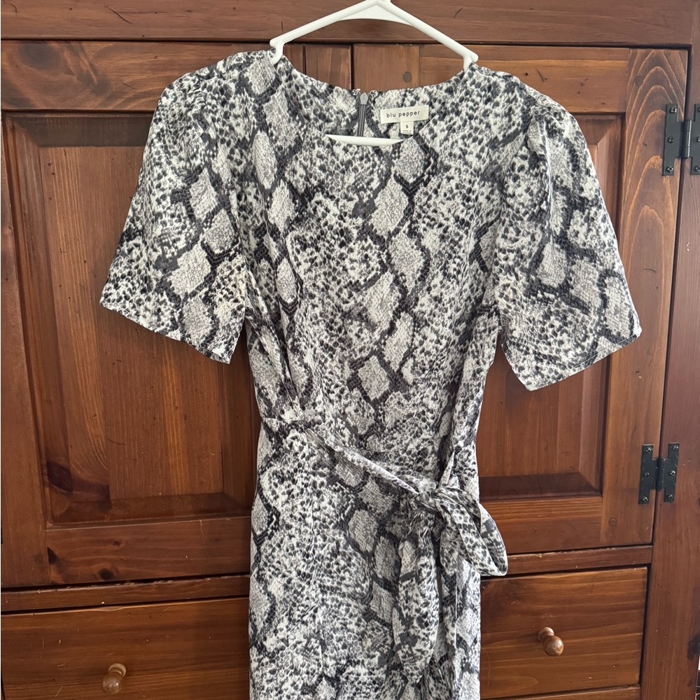 Vince Camuto Monochrome Snake-Print Wrap Dress